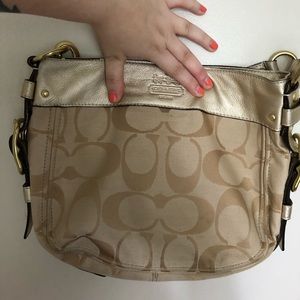 Coach handbag champagne gold cream tan color